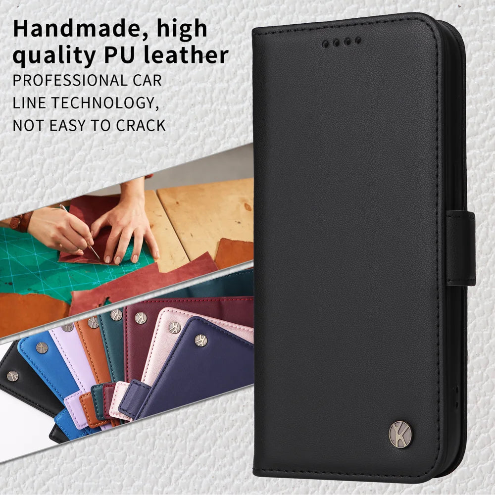 YIKATU For Samsung Galaxy S26+ Wallet Phone Case  YK-003 Leather Stand Cover -  Black - 5