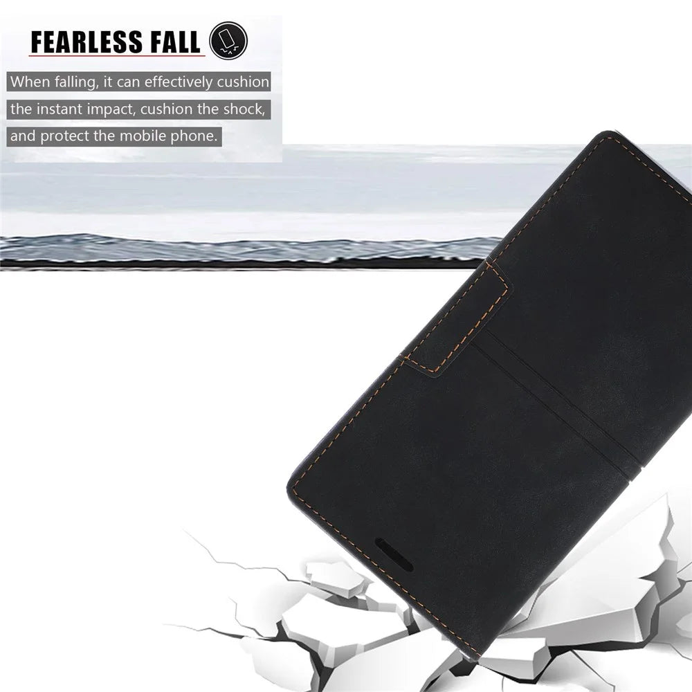 For Samsung Galaxy A57 5G Wallet Case Magnetic Closing Leather Phone Cover - Black - 6
