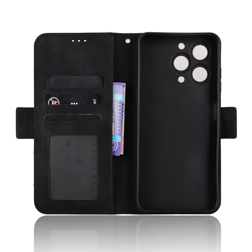 For Oukitel C3 Leather Case Phone Wallet Cover with Multiple Card Slots - Black - 4