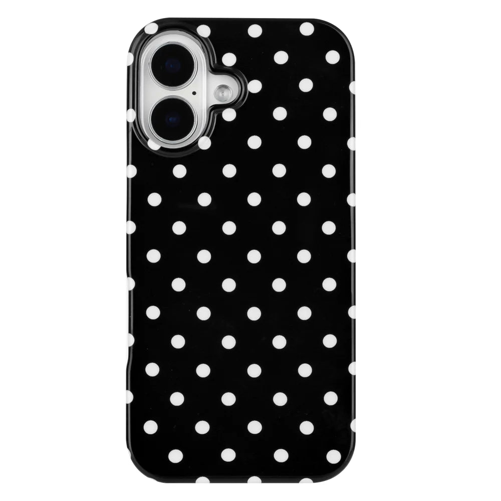 For iPhone 16 Case Dot Design IMD TPU Phone Back Cover - Black - 3