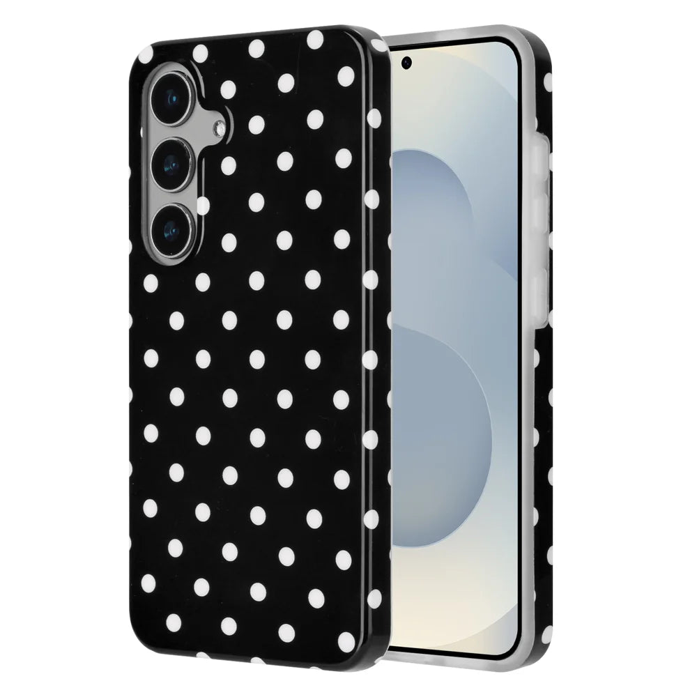 For Samsung Galaxy S25+ / Galaxy S24+ Case Dot Design IMD TPU Phone Back Cover - Black - 1