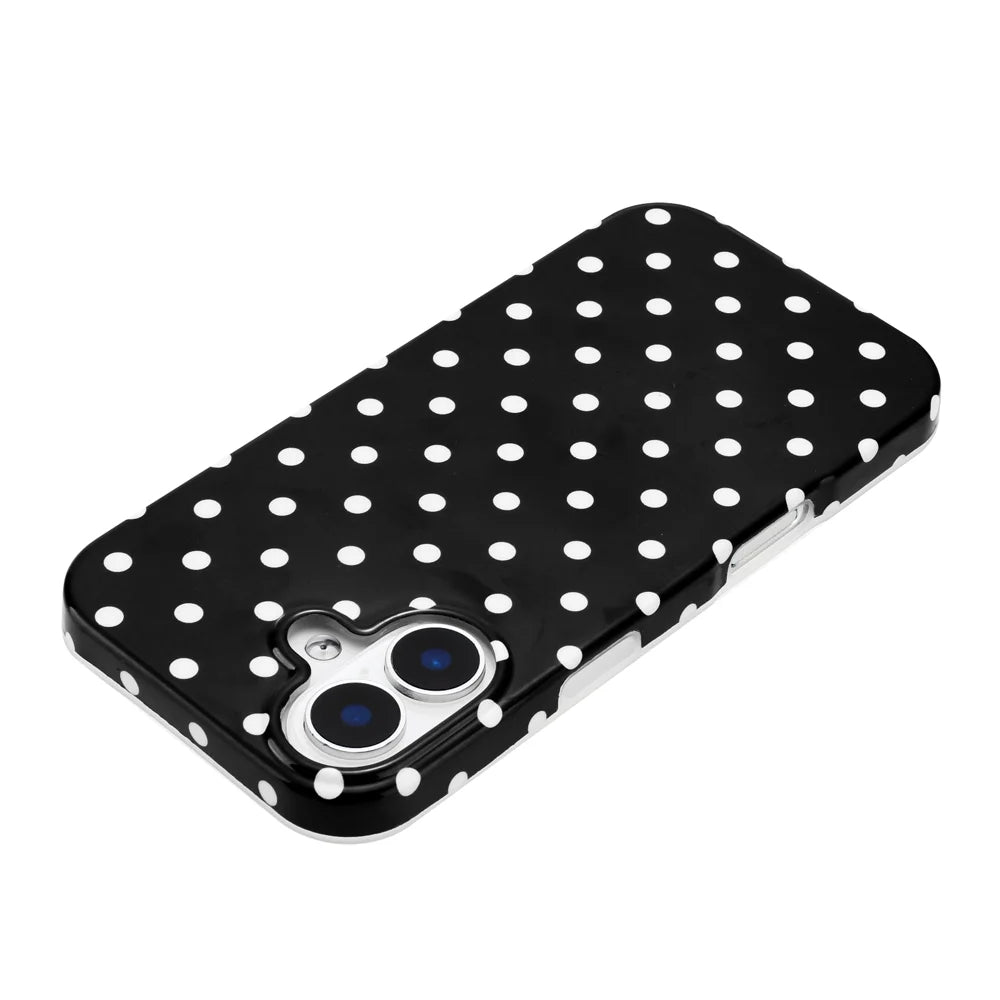 For iPhone 16 Plus Case Dot Design IMD TPU Phone Back Cover - Black - 6