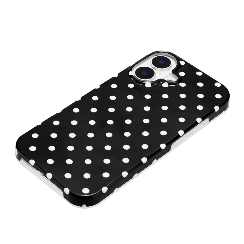 For iPhone 16 Plus Case Dot Design IMD TPU Phone Back Cover - Black - 7