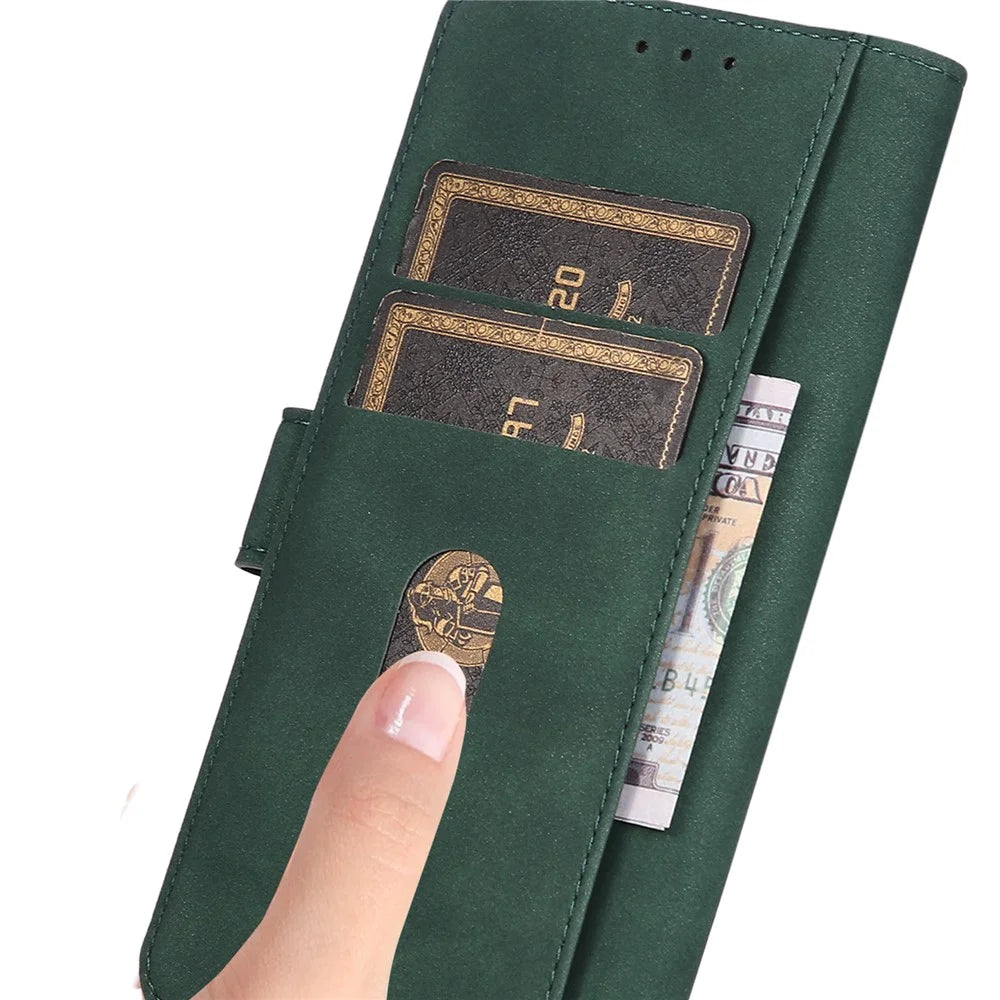 KHAZNEH For Samsung Galaxy A57 5G Case Anti Scratch PU Leather Wallet Stand Phone Cover - Green - 4