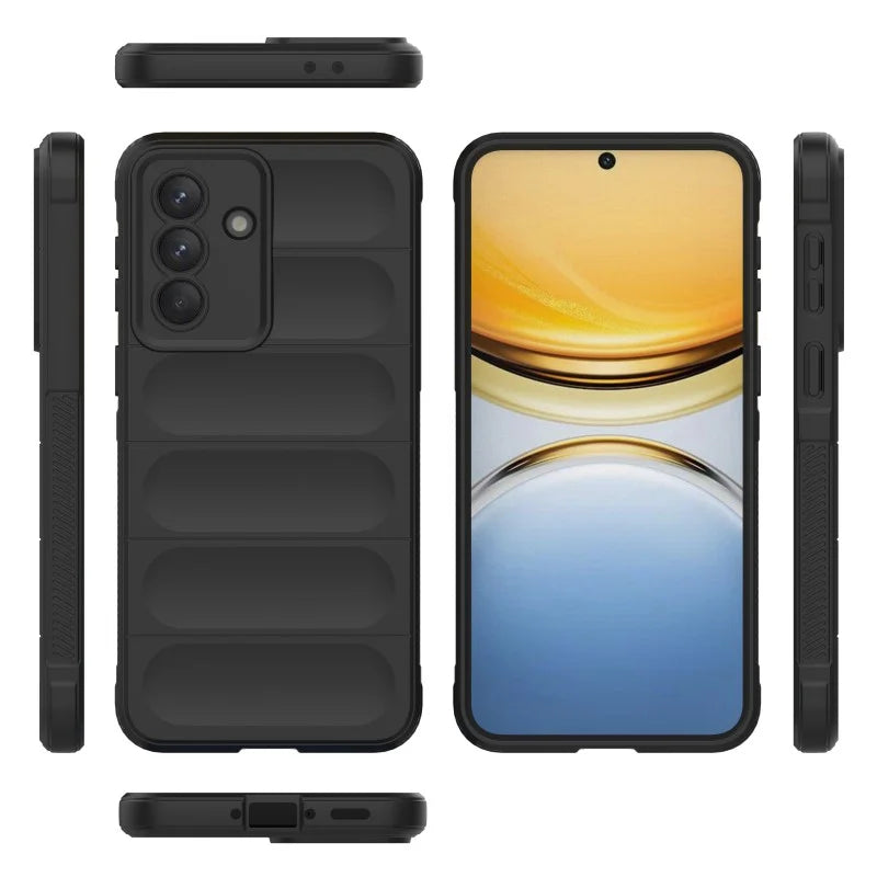 WANLONFENG For Samsung Galaxy A37 5G TPU Case  HD Series Anti Slip Phone Cover with Tempered Glass - Black - 4