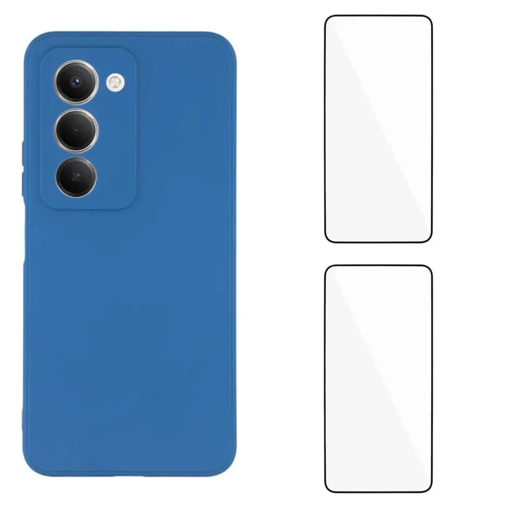 WANLONFENG For Xiaomi Redmi 15 5G (Global) (169mm) Case  ZB1 Series Precise Cutouts Straight Edge TPU Phone Cover with 2Pcs Tempered Glass Films - Sapphire - 1