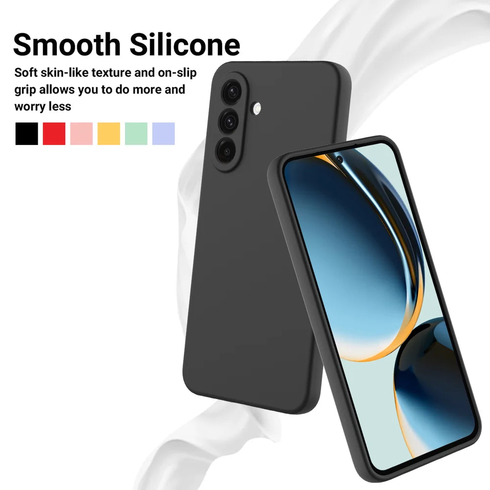 For Samsung Galaxy A57 5G Liquid Silicone Case Phone Back Cover with Hand Strap - Black - 3