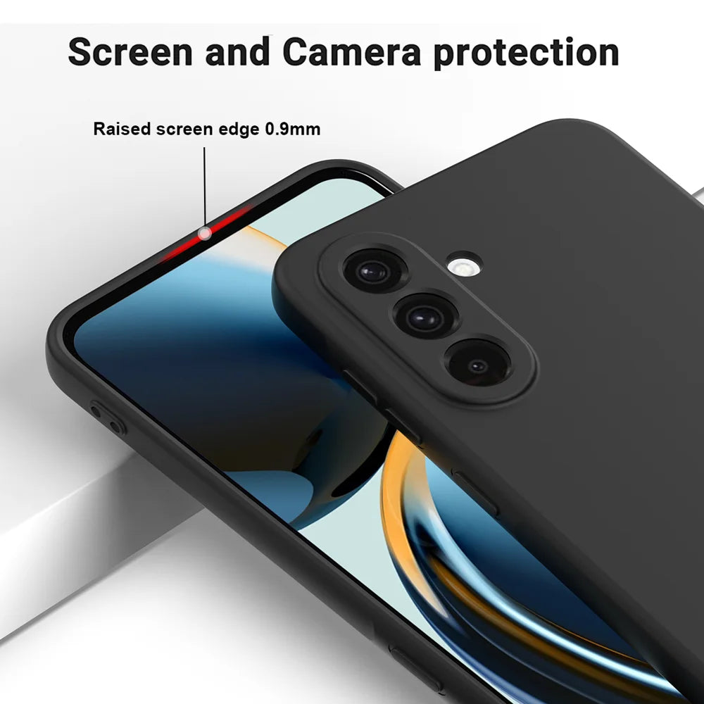 For Samsung Galaxy A57 5G Liquid Silicone Case Phone Back Cover with Hand Strap - Black - 4