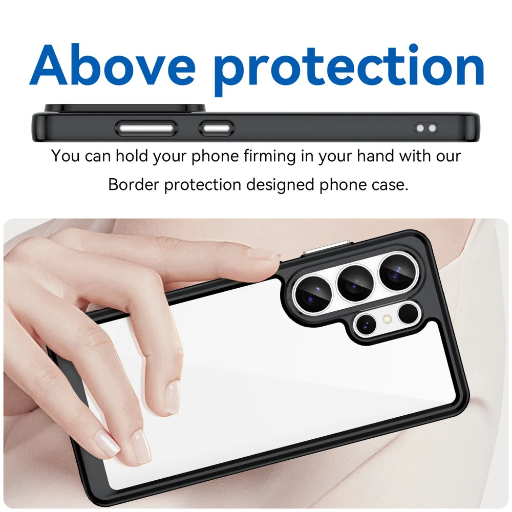 WANLONFENG For Samsung Galaxy S26 Ultra Phone Case  XC Series TPU Acrylic Cover with Tempered Glass (Big Lens Hole) - Black - 5