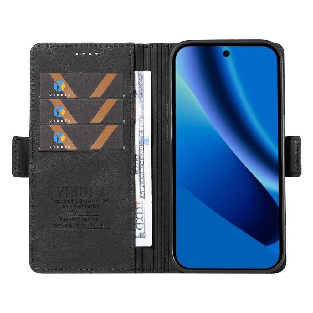 YIKATU For Google Pixel 10a Leather Case  YK-005 Skin-touch Feeling Wallet Phone Cover - Black - 2
