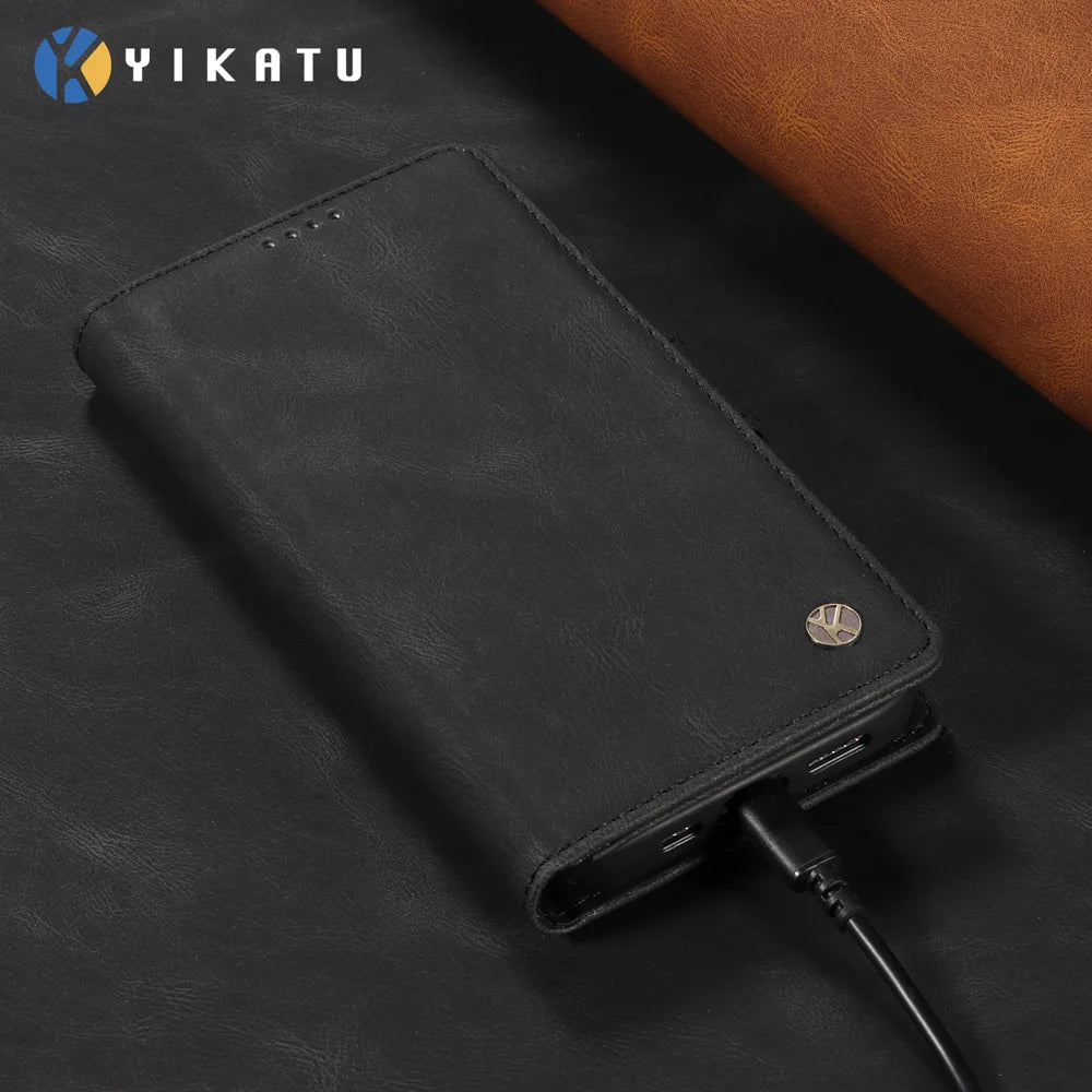 YIKATU For Google Pixel 10a Leather Case  YK-005 Skin-touch Feeling Wallet Phone Cover - Black - 4