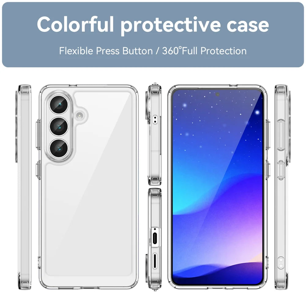 WANLONFENG For Samsung Galaxy S26 Case  MF Series TPU Acrylic Clear Phone Cover with Tempered Glass Film - Transparent - 3