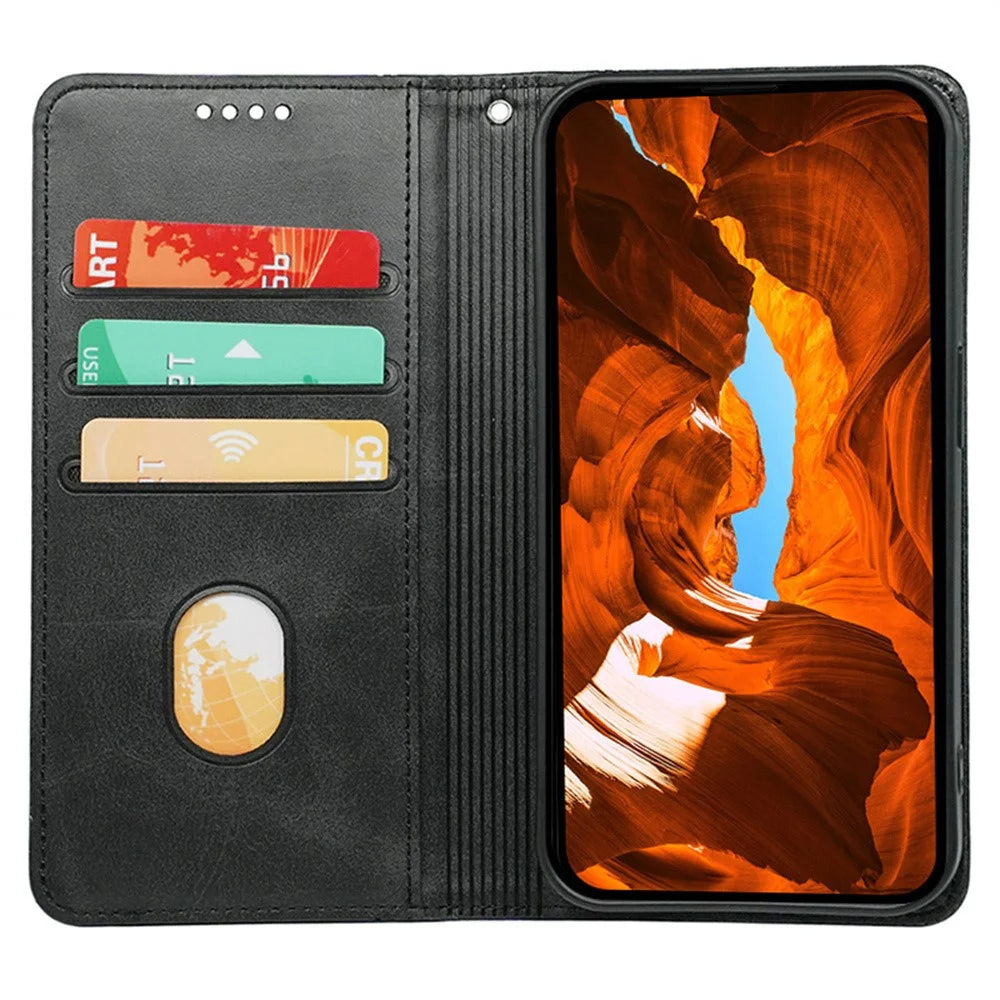 For Sony Xperia 10 VII Case Hidden Magnetic Closure Calf Texture Leather Phone Cover - Black - 2