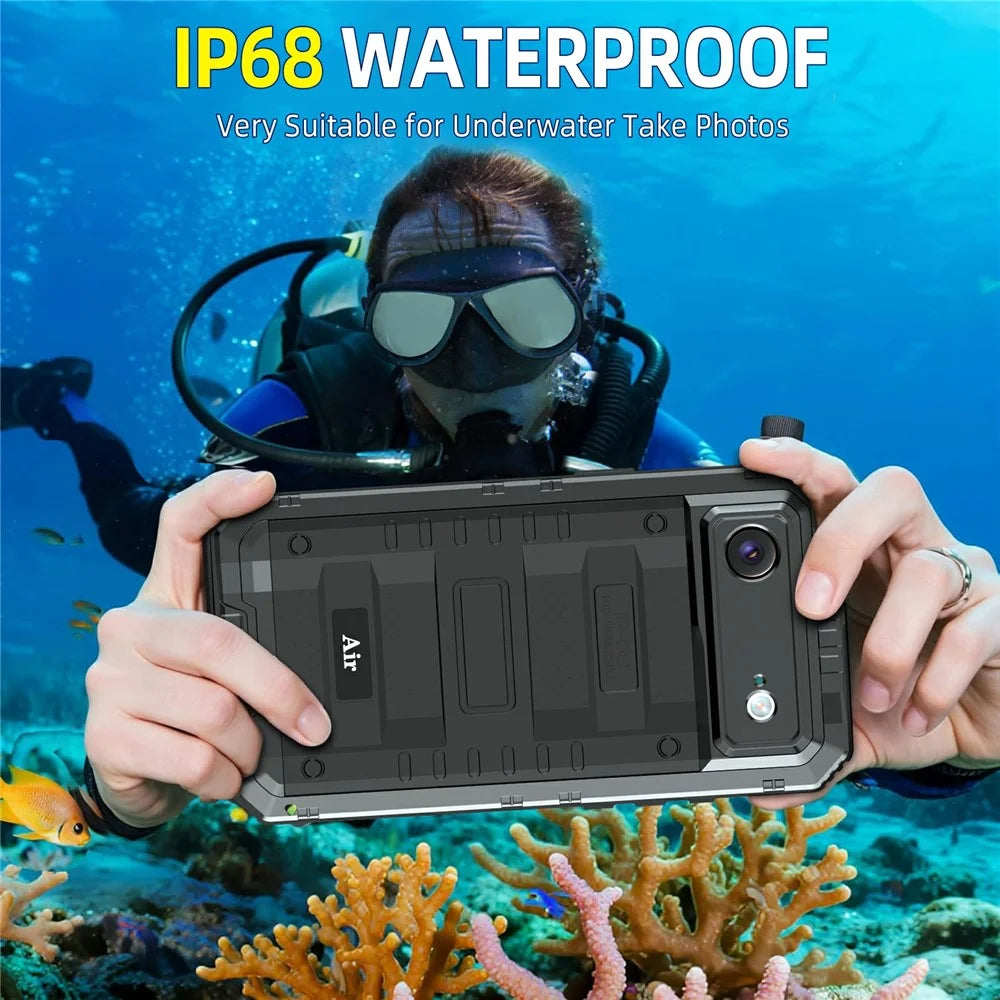 IP68 Waterproof Phone Case for iPhone Air Metal + Silicone Cover with Screen Protector - Black - 4