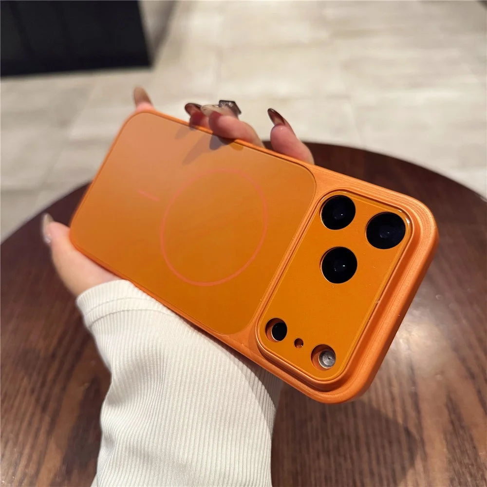 For iPhone 17 Pro Max Case Compatible with MagSafe Lens Protection Acrylic + TPU Matte Phone Cover - Titanium Orange - 4