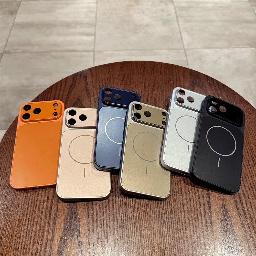 For iPhone 17 Pro Max Case Compatible with MagSafe Lens Protection Acrylic + TPU Matte Phone Cover - Titanium Orange - 5
