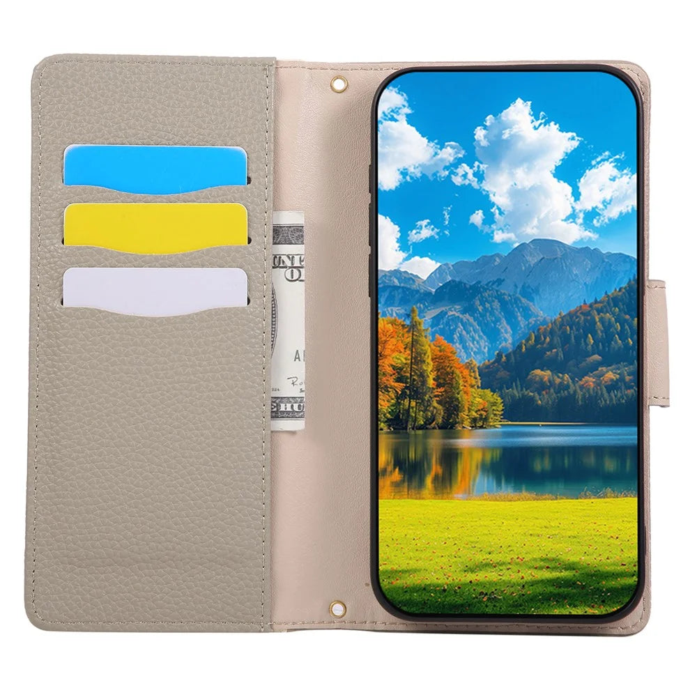 For Sony Xperia 10 VII Case Zipper Wallet Color Splicing TPU PU Leather Flip Phone Cover with Strap - Grey - 3