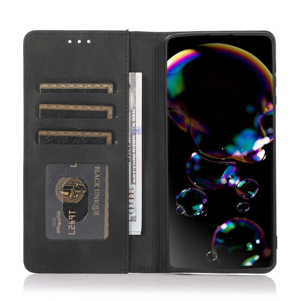 For Samsung Galaxy S26 Case Wallet Magnetic Closing Leather Flip Phone Cover - Black - 2