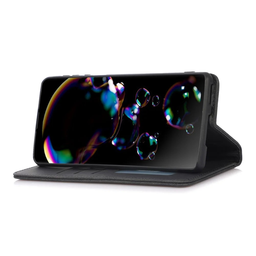 For Samsung Galaxy S26 Case Wallet Magnetic Closing Leather Flip Phone Cover - Black - 4
