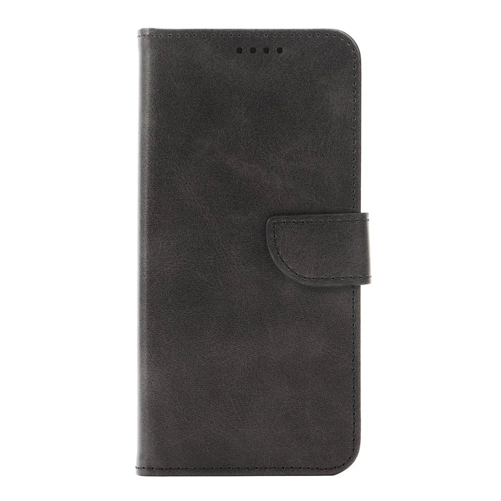 For Samsung Galaxy A26 5G Case Wallet Stand Magnetic Clasp Closure Calf Texture Leather Phone Cover - Black - 5