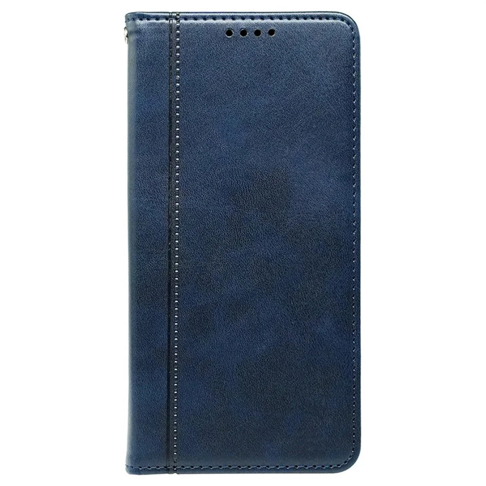 For Samsung Galaxy A37 5G Case Hidden Magnetic Closure Calf Texture Leather Phone Cover - Blue - 5