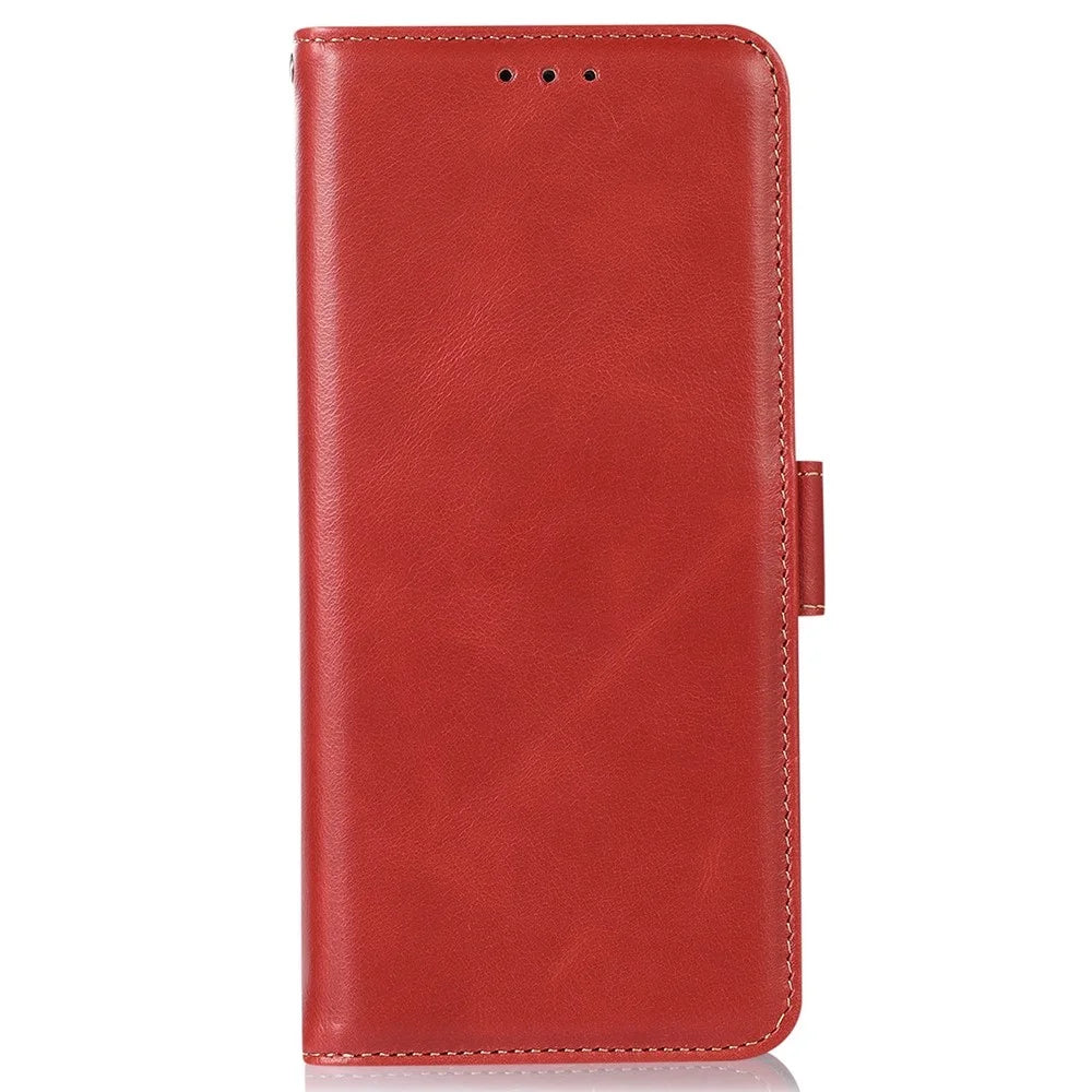 For OnePlus 15R 5G / Ace 6T 5G / Ace 6 5G Case RFID Blocking Genuine Cow Leather Wallet Phone Cover - Red - 7