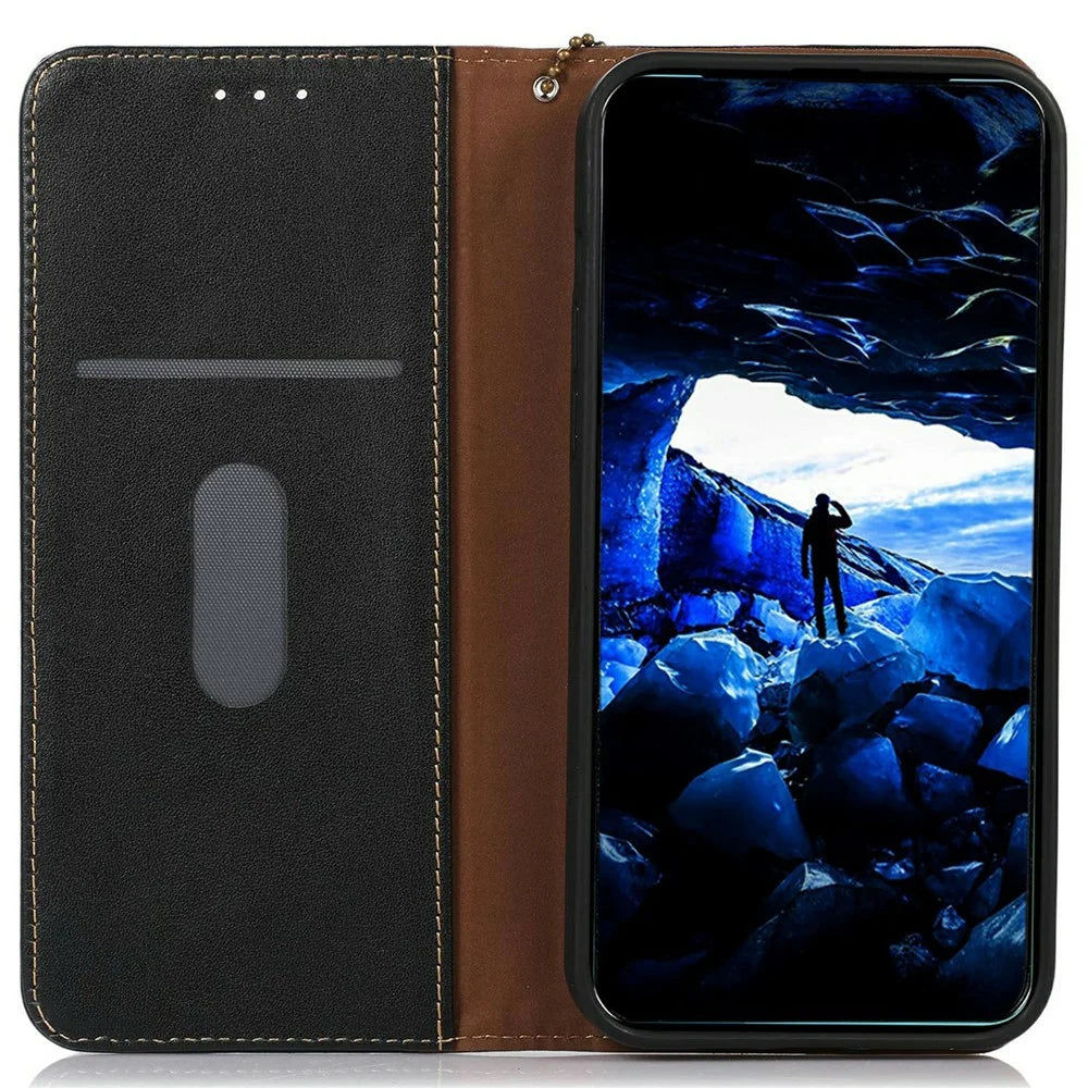 KHAZNEH For OnePlus 15R 5G / Ace 6T 5G / Ace 6 5G Case Wallet Genuine Cow Leather Phone Cover Nappa Texture - Black - 2