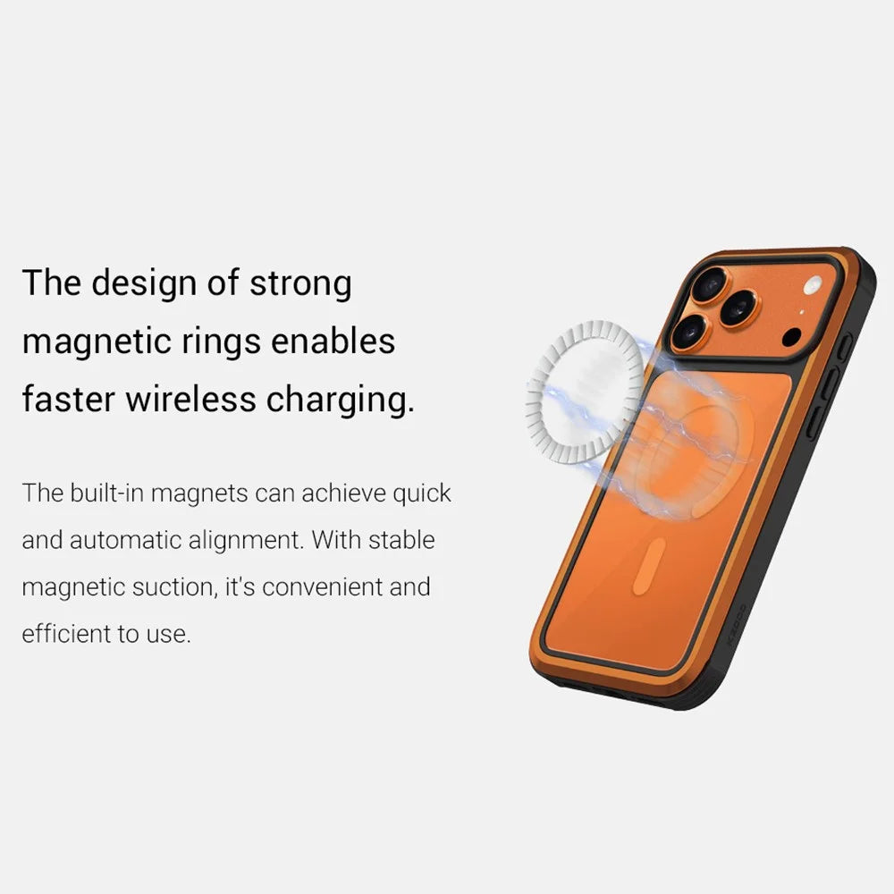 KZDOO For iPhone 17 Pro Max Case Compatible with MagSafe Metal Frame TPU + PC Phone Cover with Al Touch Button - Titanium Grey - 2