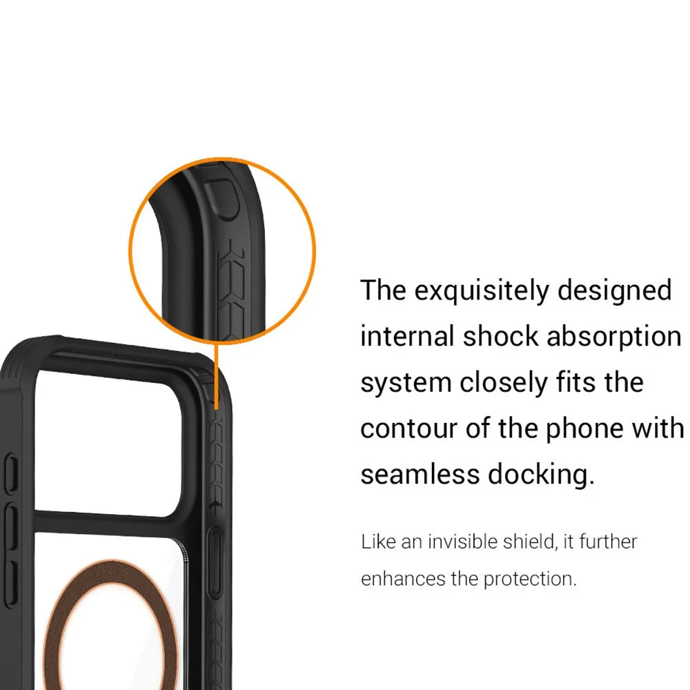 KZDOO For iPhone 17 Pro Max Case Compatible with MagSafe Metal Frame TPU + PC Phone Cover with Al Touch Button - Titanium Grey - 6