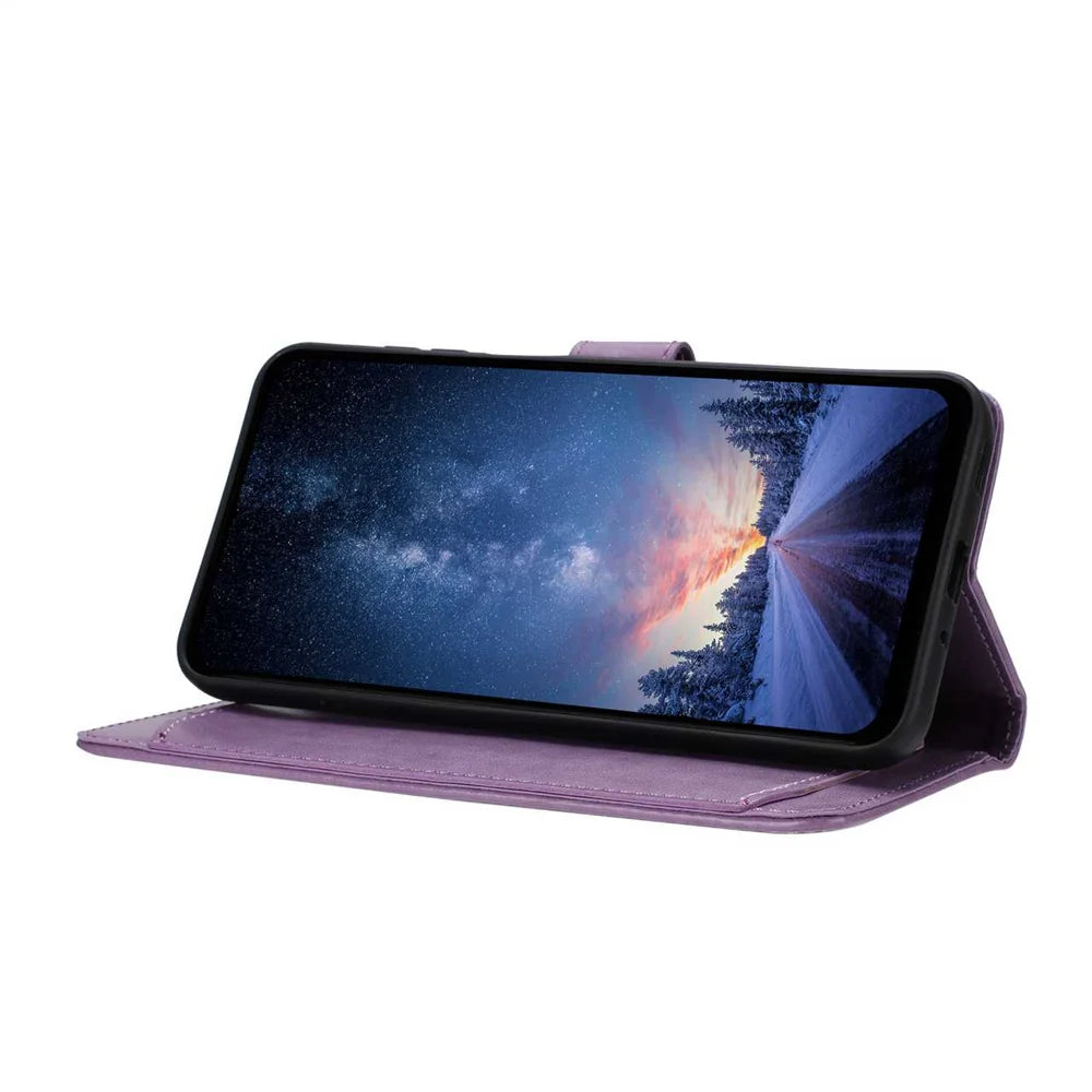 For OnePlus Nord CE5 5G Wallet Phone Case Stand PU Leather Folio Flip Cover with 8 Card Slot - Purple - 6