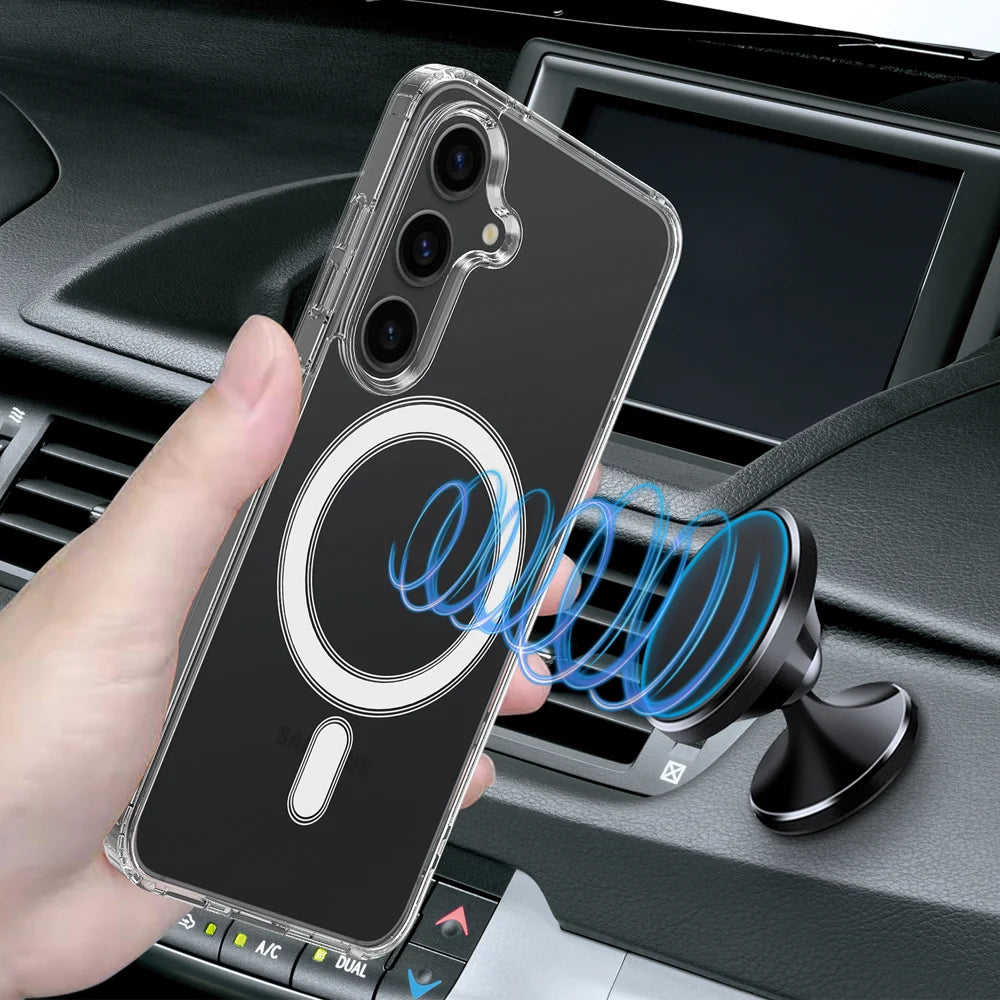 For Samsung Galaxy S26+ Clear Phone Magnetic Case TPU+Acrylic Back Cover - Clear - 4