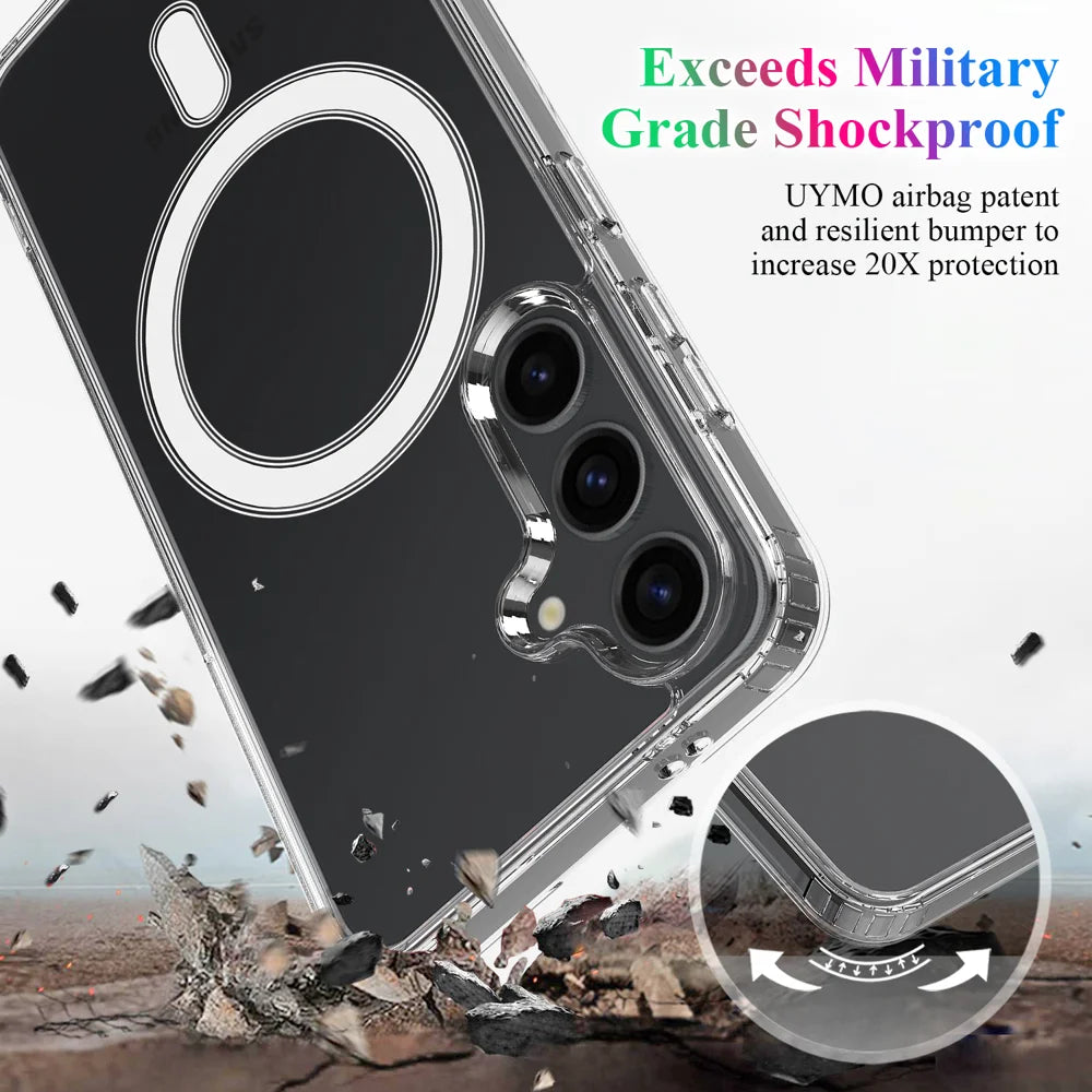 For Samsung Galaxy S26+ Clear Phone Magnetic Case TPU+Acrylic Back Cover - Clear - 7