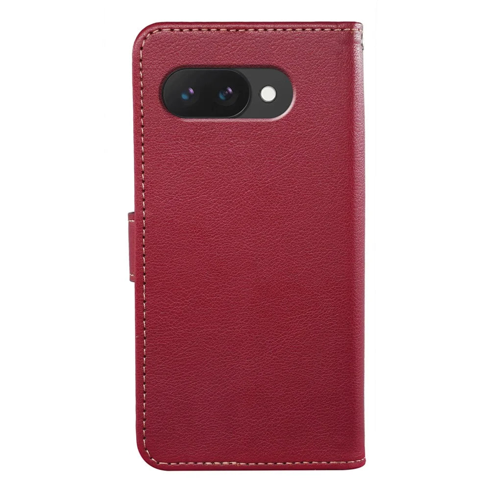 For Google Pixel 10a Case RFID Blocking Wallet Litchi Texture Leather Phone Cover Magnetic Clasp - Red - 7