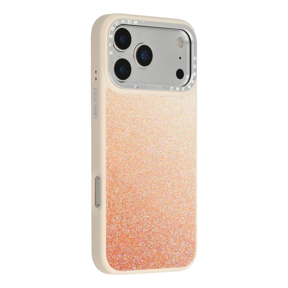 JAUCASE For iPhone 17 Pro Max Magnetic Case Sparkling Gradient TPU PC Phone Back Cover - Orange - 1