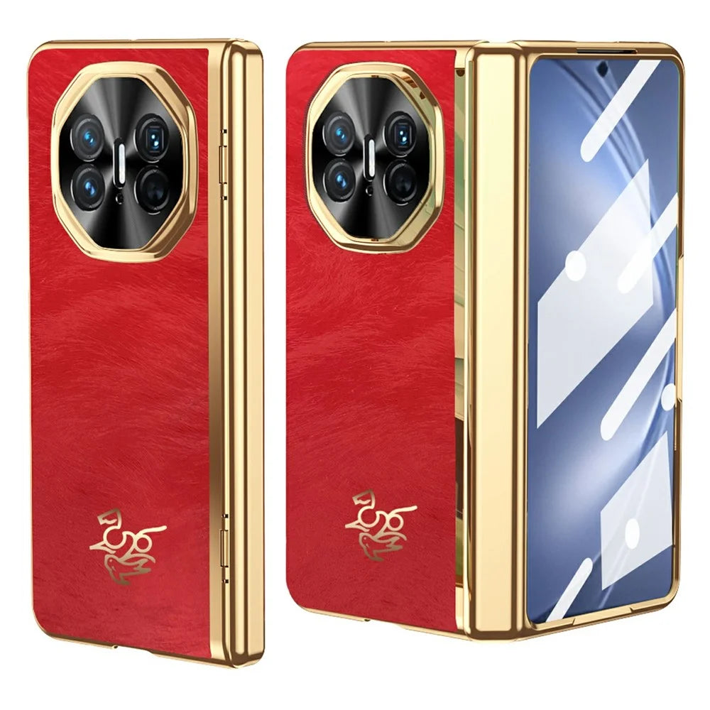 For Huawei Mate X5 Case Horse Pattern Hinge Protection Hard PC Phone Cover with Front Screen Protector - 1