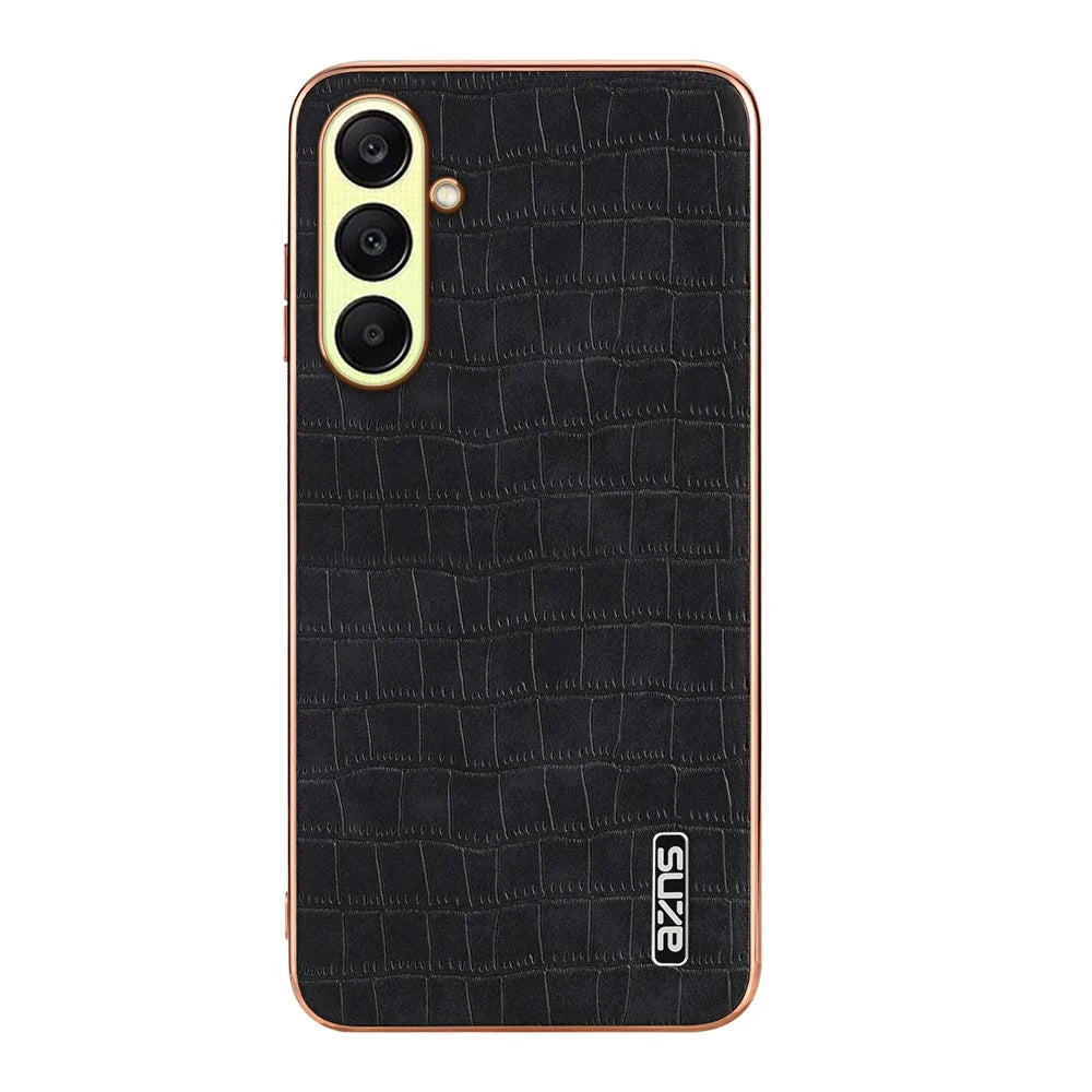 AZNS For Samsung Galaxy A57 5G Case Electroplating Crocodile Texture PU + TPU Phone Cover - Black - 2