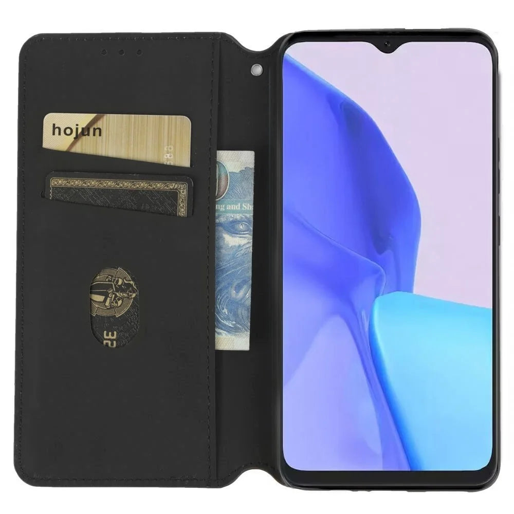 For Blackview Oscal C80 4G Rhombus Pattern Imprinted PU Leather Case Stand Wallet Design Magnetic Absorption Protective Phone Cover - Black - 2