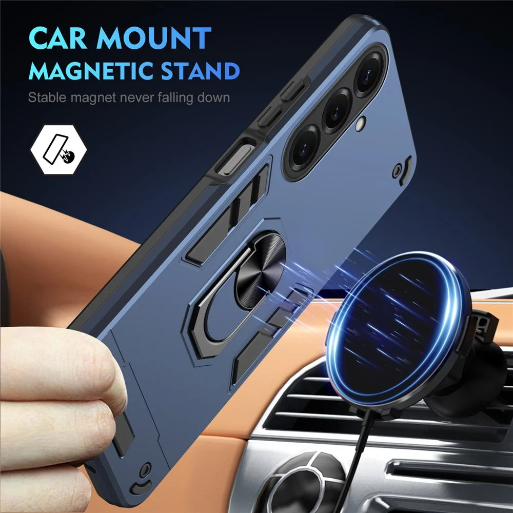 For Samsung Galaxy S26+ Case PC + TPU Drop Defend Phone Cover with Ring Kickstand - Blue - 2