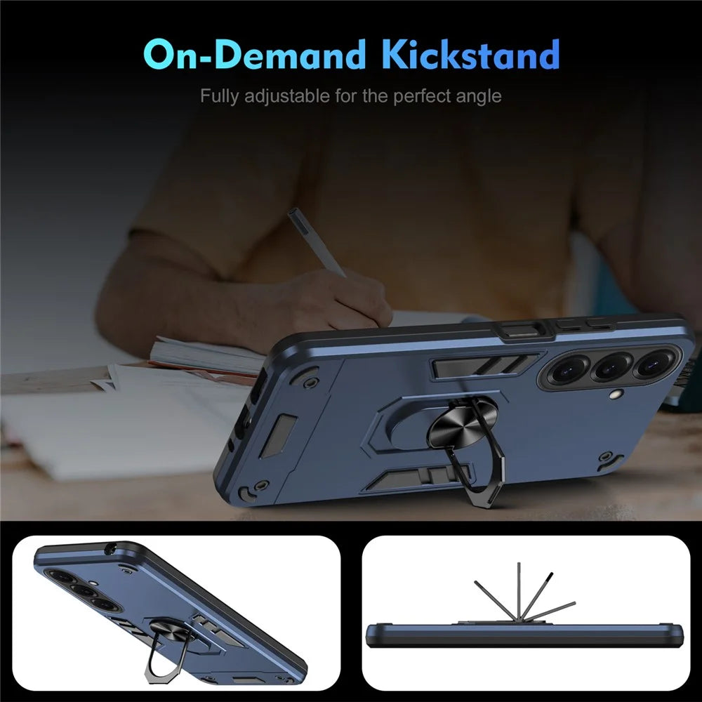 For Samsung Galaxy S26+ Case PC + TPU Drop Defend Phone Cover with Ring Kickstand - Blue - 6