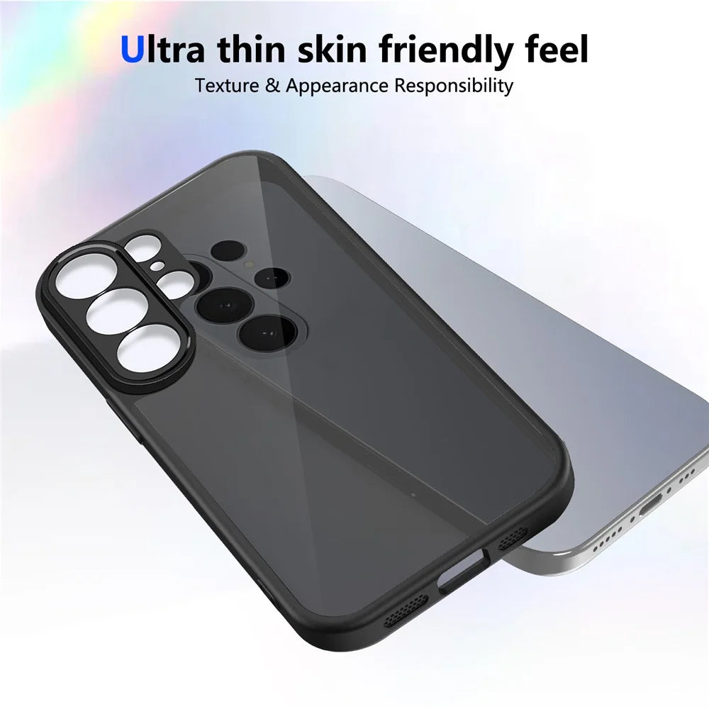 For Samsung Galaxy S26 Ultra Case Skin Touch Matte PC + TPU Anti-Drop Phone Cover - Transparent Black - 3