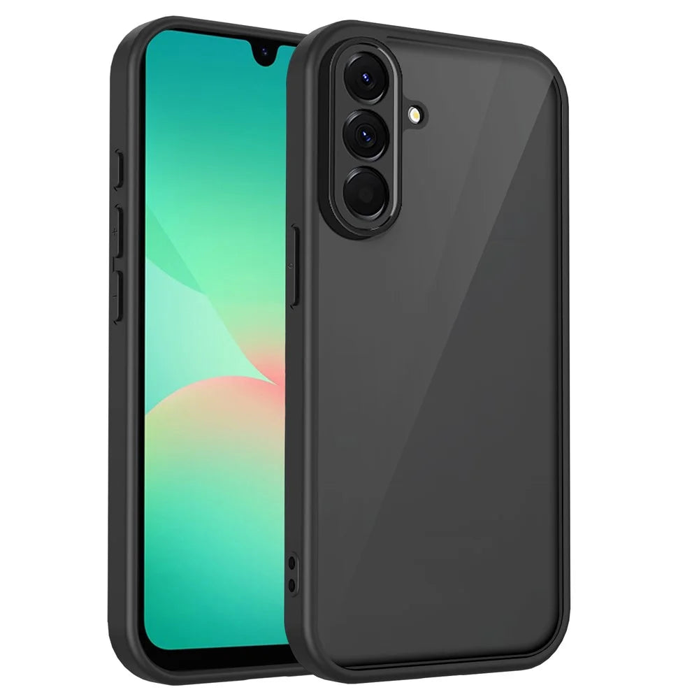 For Samsung Galaxy A57 5G Case Skin Touch Matte PC + TPU Anti-Drop Phone Cover - Transparent Black - 1