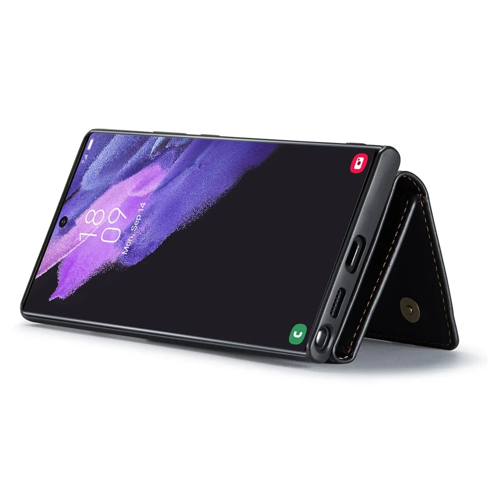 DG.MING M1 Series for Samsung Galaxy S26 Ultra Phone Case PU + TPU + PC Back Cover with Magnetic Tri-Fold Wallet Kickstand - Black - 4