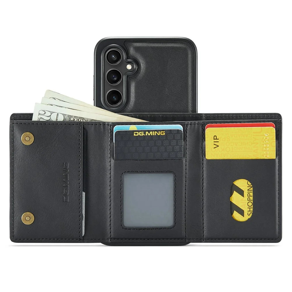 DG.MING M6 Series for Samsung Galaxy S26+ Case RFID Blocking Wallet Multi-Layer Card Holder Coin Purse Bag - Black - 2