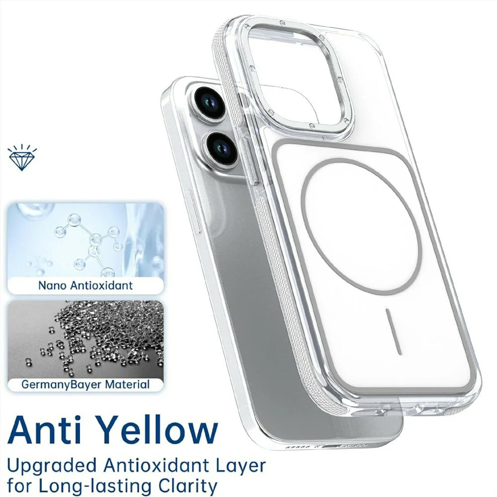 For iPhone 14 Pro Magnetic Case Dual Color Shockproof TPU PC Phone Cover Compatible with MagSafe - White - 5