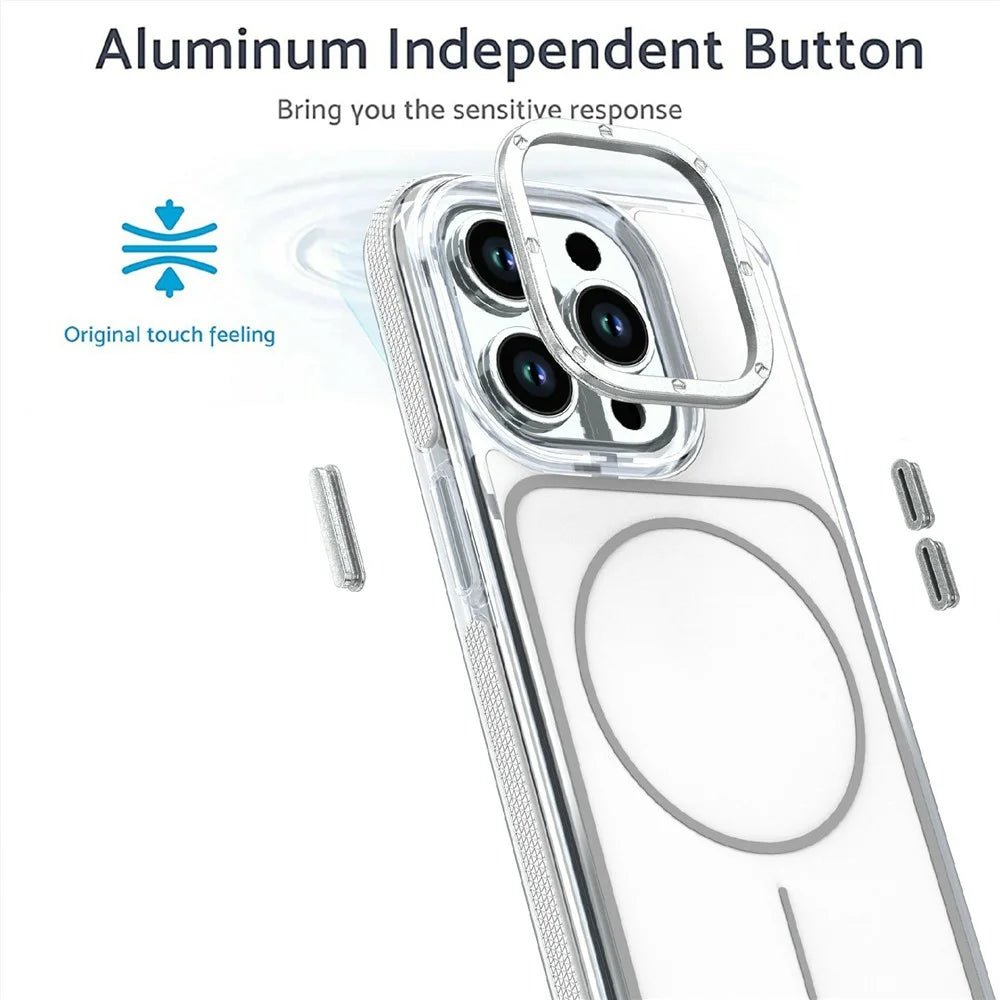 For iPhone 13 Pro Magnetic Case Dual Color Shockproof TPU PC Phone Cover Compatible with MagSafe - White - 2