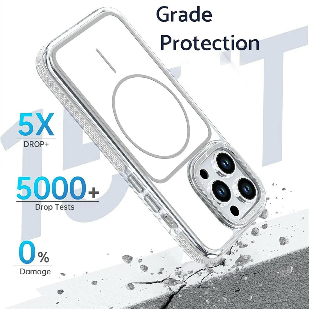 For iPhone 13 Pro Magnetic Case Dual Color Shockproof TPU PC Phone Cover Compatible with MagSafe - White - 3