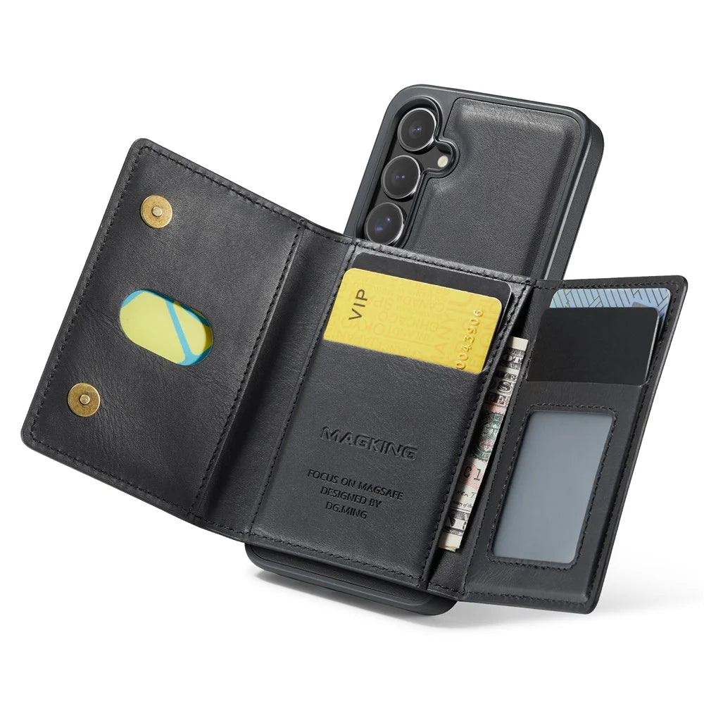 MAGKING K2 Series For Samsung Galaxy S26+ Magnetic Case PC + TPU + PU Phone Cover with RFID Blocking Wallet - Black - 2