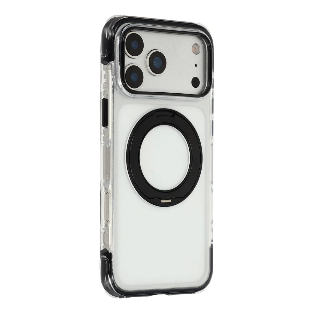 X-LEVEL For iPhone 17 Pro Max Magnetic Case Rotary Kickstand PC + TPU Anti-drop Airbag Phone Cover - Black - 1