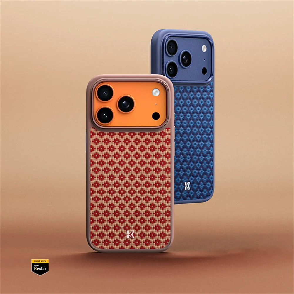 BENKS Y3 For iPhone 17 Pro Max Case Aramid Fiber Woven Texture Phone Cover Compatible with MagSafe - Blue - 2