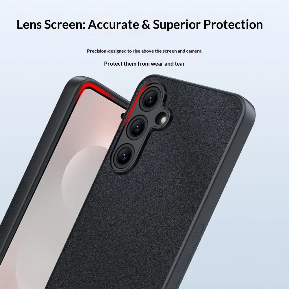 For Samsung Galaxy S26+ Case PU Leather Coated PC + TPU Anti-Drop Phone Cover - Black - 2